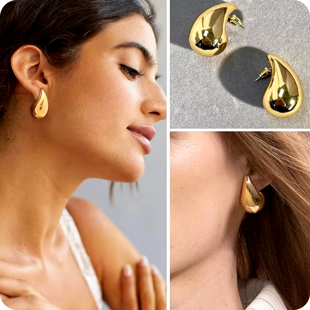 Pendientes Gota de Agua Dorados