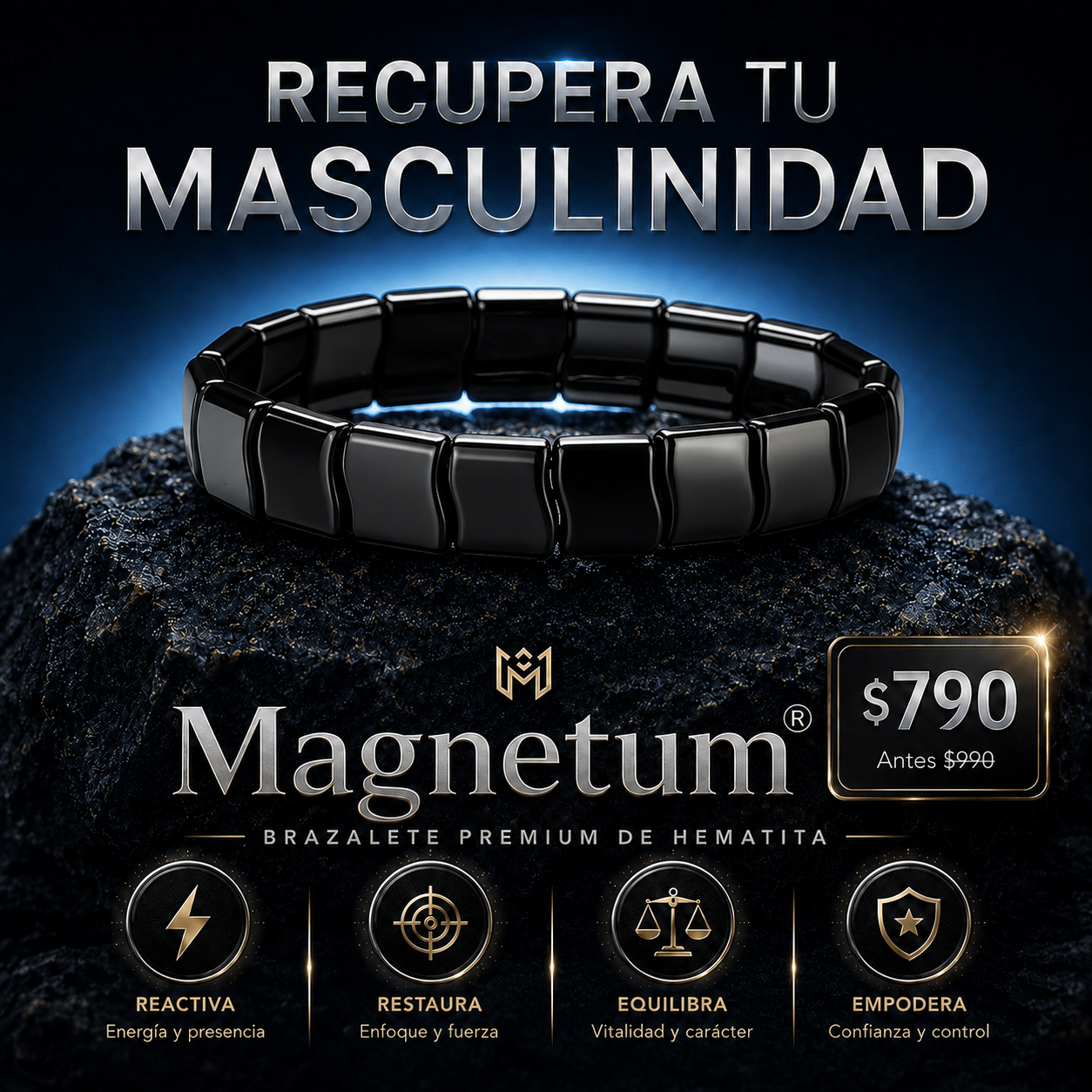 Magnetum® - Brazalete Premium de Hematita