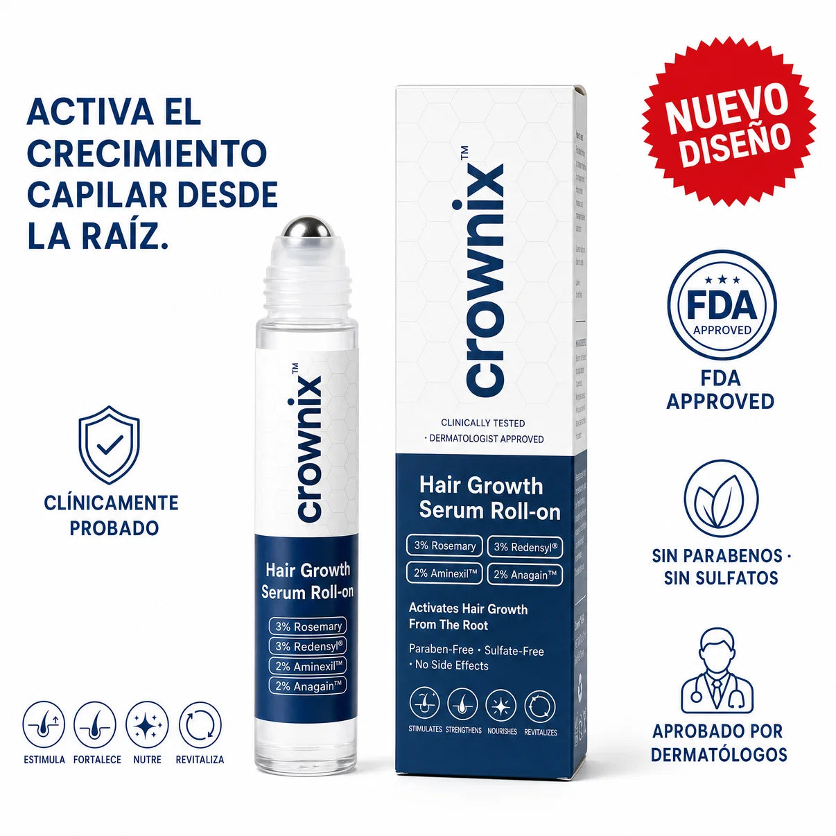 CROWNIX - Roll On para Crecimiento Capilar